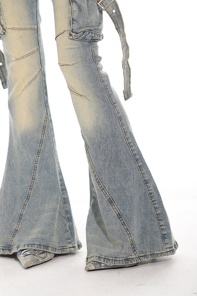 American Retro Washed Flared Stretch Jeans UNC0126