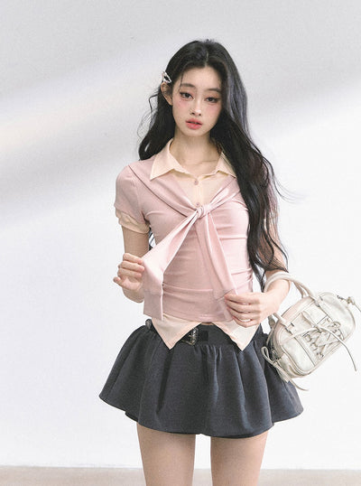 Straight Shoulder Short-sleeved T-shirt DIA0483