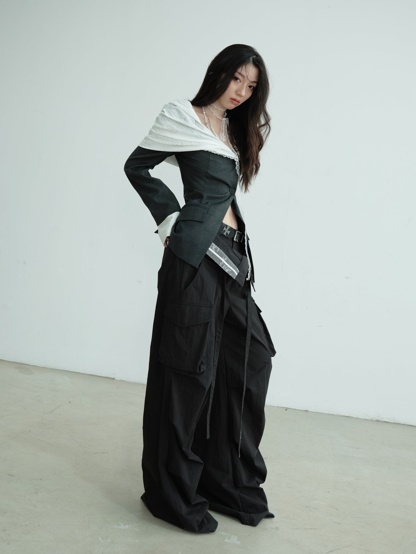 Off-shoulder Fake Two-piece Suit Jacket JNY0218