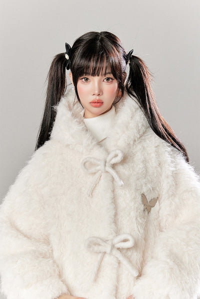 Hooded Lambswool Fur Warm Coat/Solid Color Base Sweater TBI0042