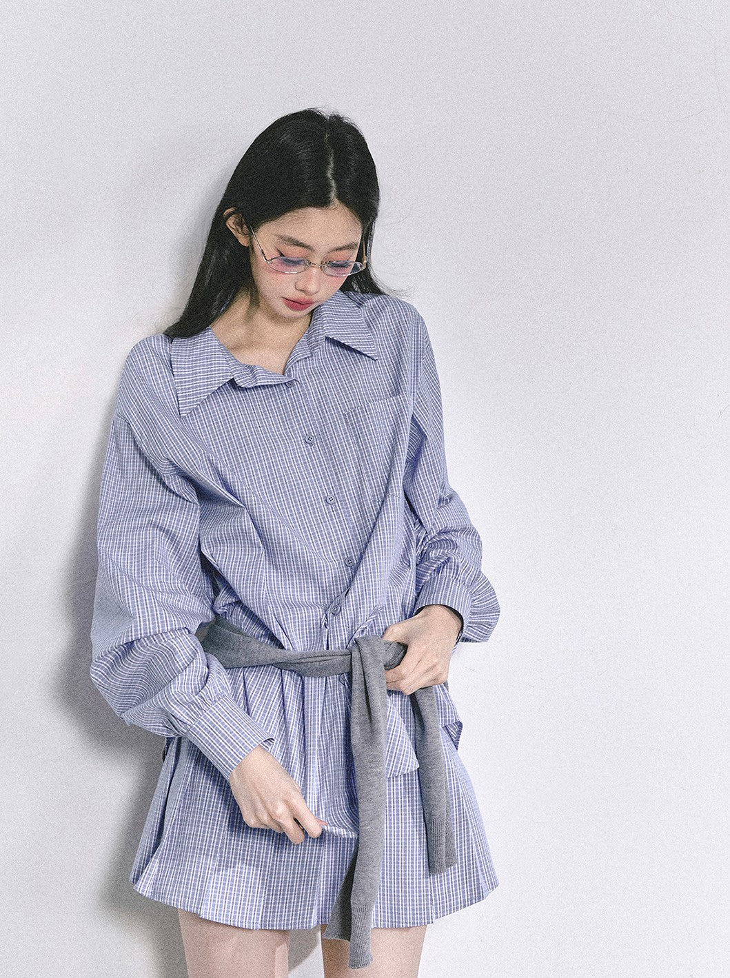 Plaid Long Shirt/Short Skirt DIA0555