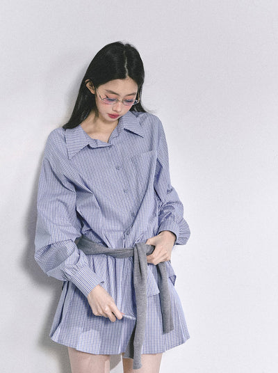 Plaid Long Shirt/Short Skirt DIA0555
