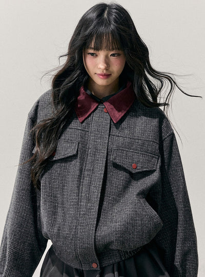 Block Color Quilted Jacket/Short Skirt DIA0745