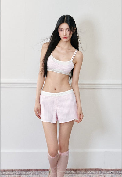 Braided Rope Striped Shirt/Camisole/Shorts AGM0170