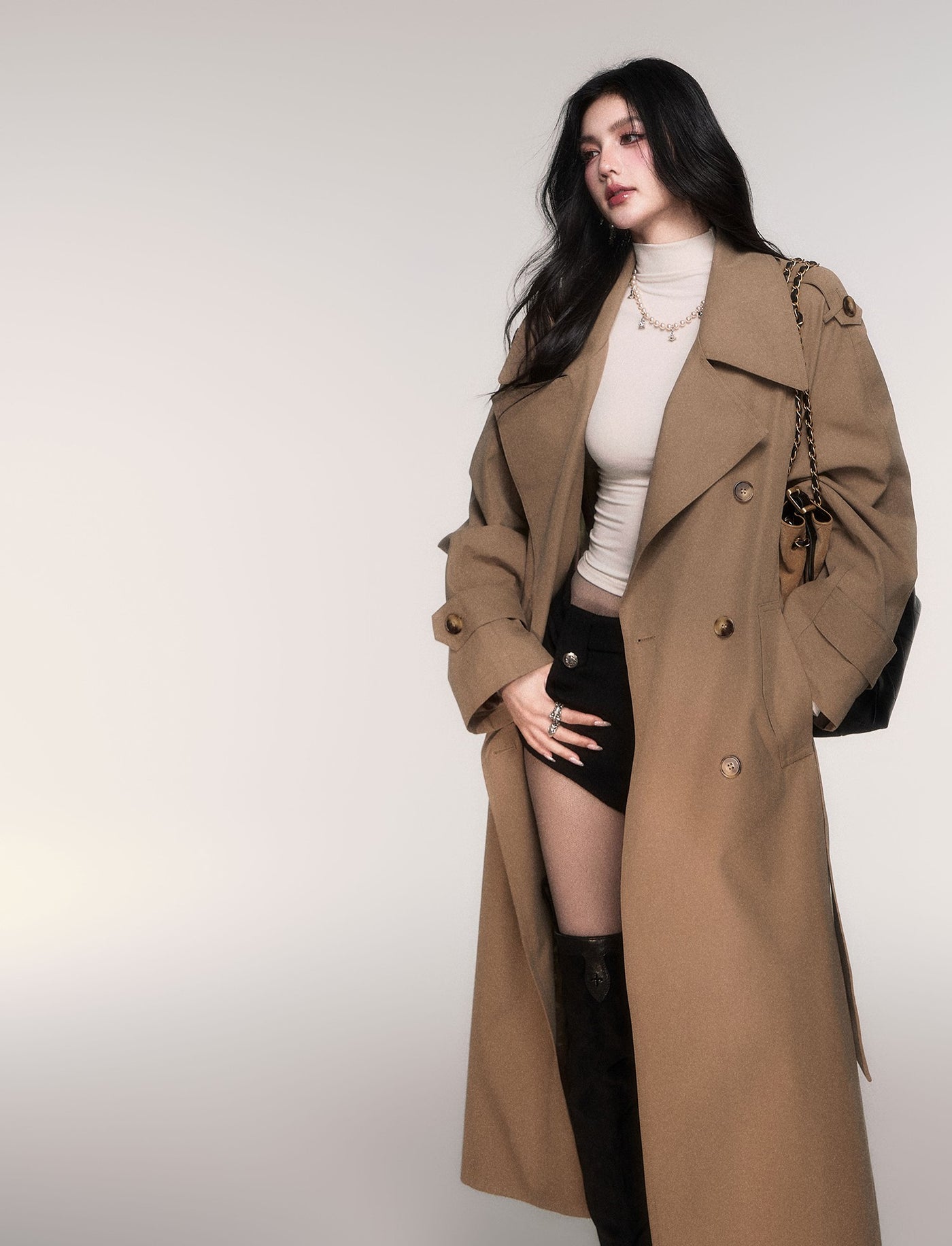 Classic Oversized Double-Breasted Trench Coat LUL0205