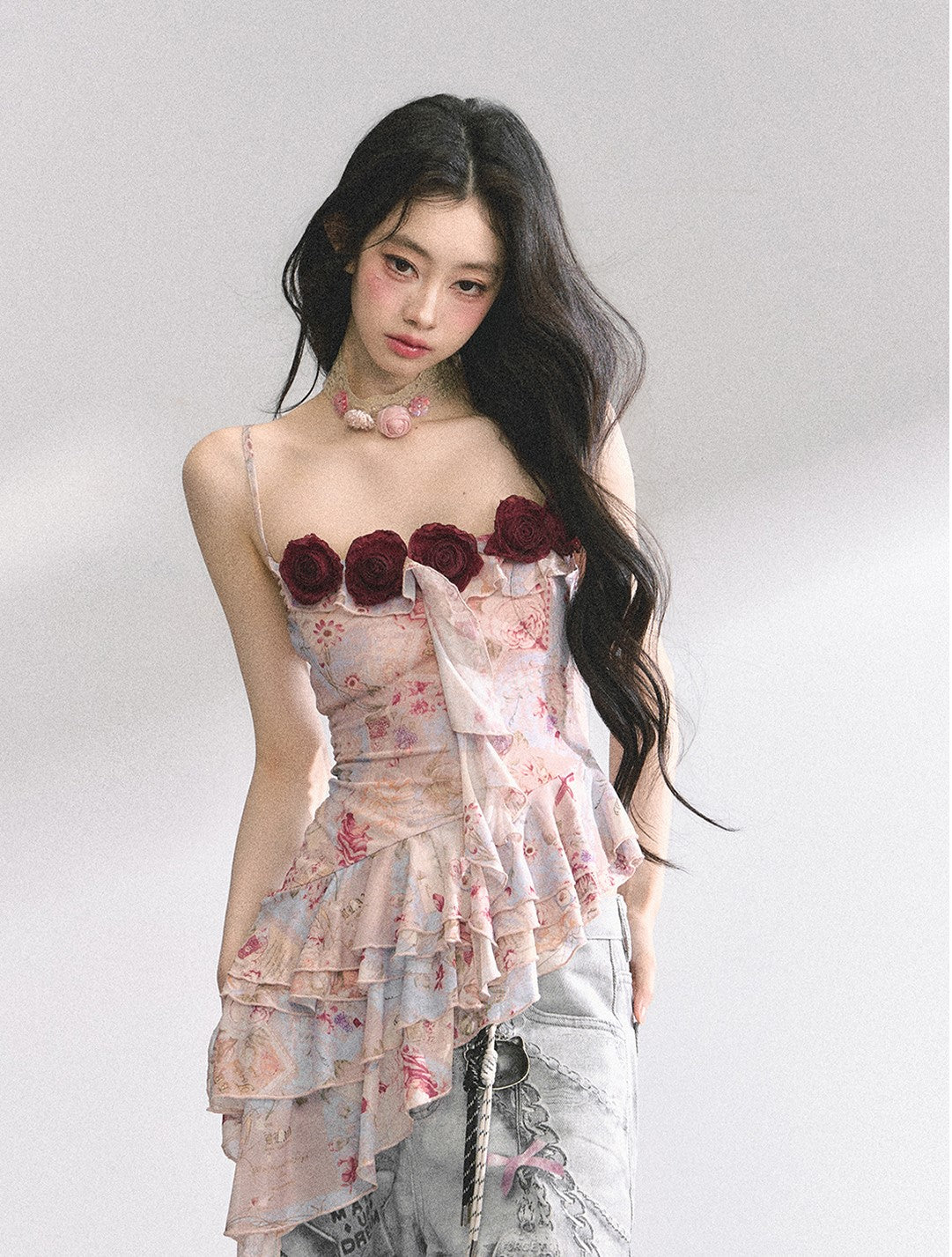 Rose Floral Irregular Camisole DIA0441