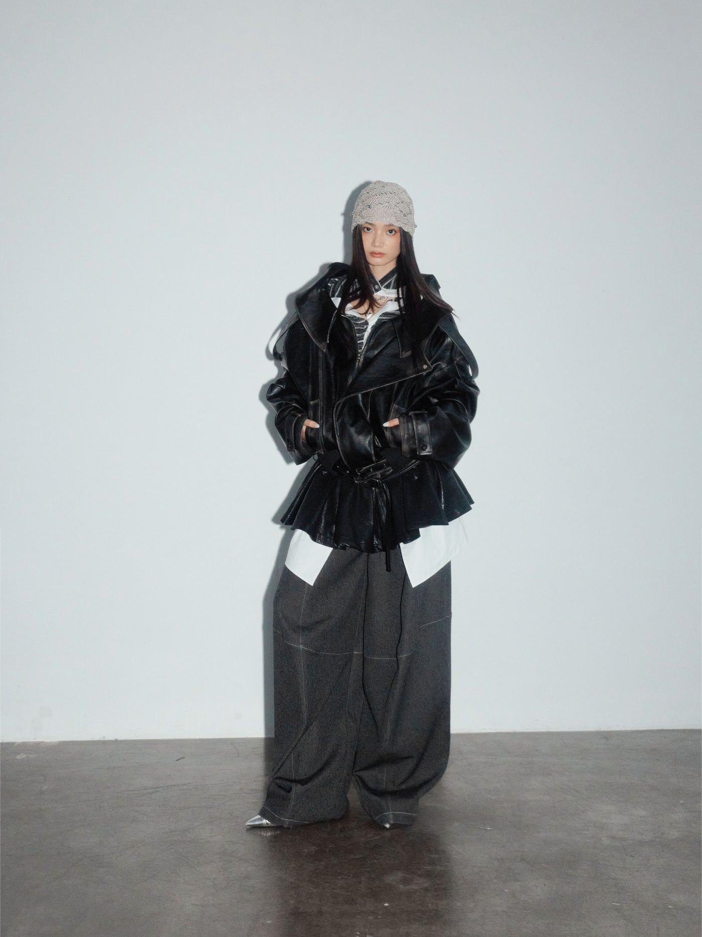 Rock Style Leather Oversized Jacket JNY0280