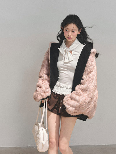 Reversible Hooded Fur Jacket DIA0725