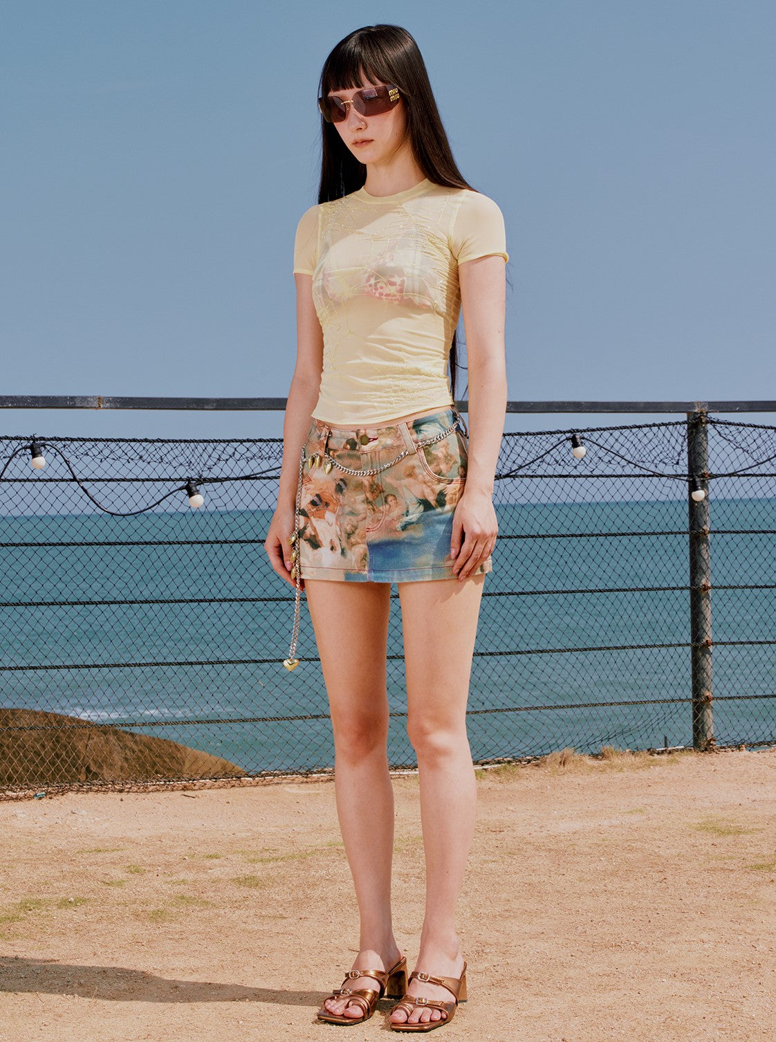 Retro Oil Painting Slim-fitting Low-waist Skirt RUN0053