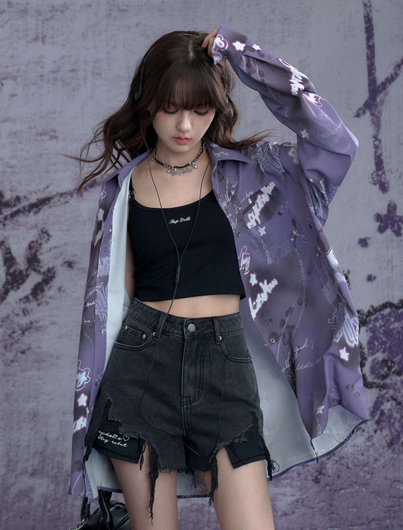 Purple Printed Shirt SAG0271