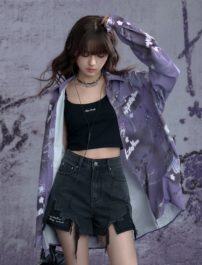 Purple Printed Shirt SAG0271
