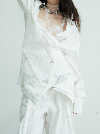 Lace Stitching Long-sleeved Shirt JNY0216