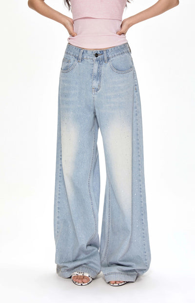 Rhinestone Low Waist Jeans APE0390