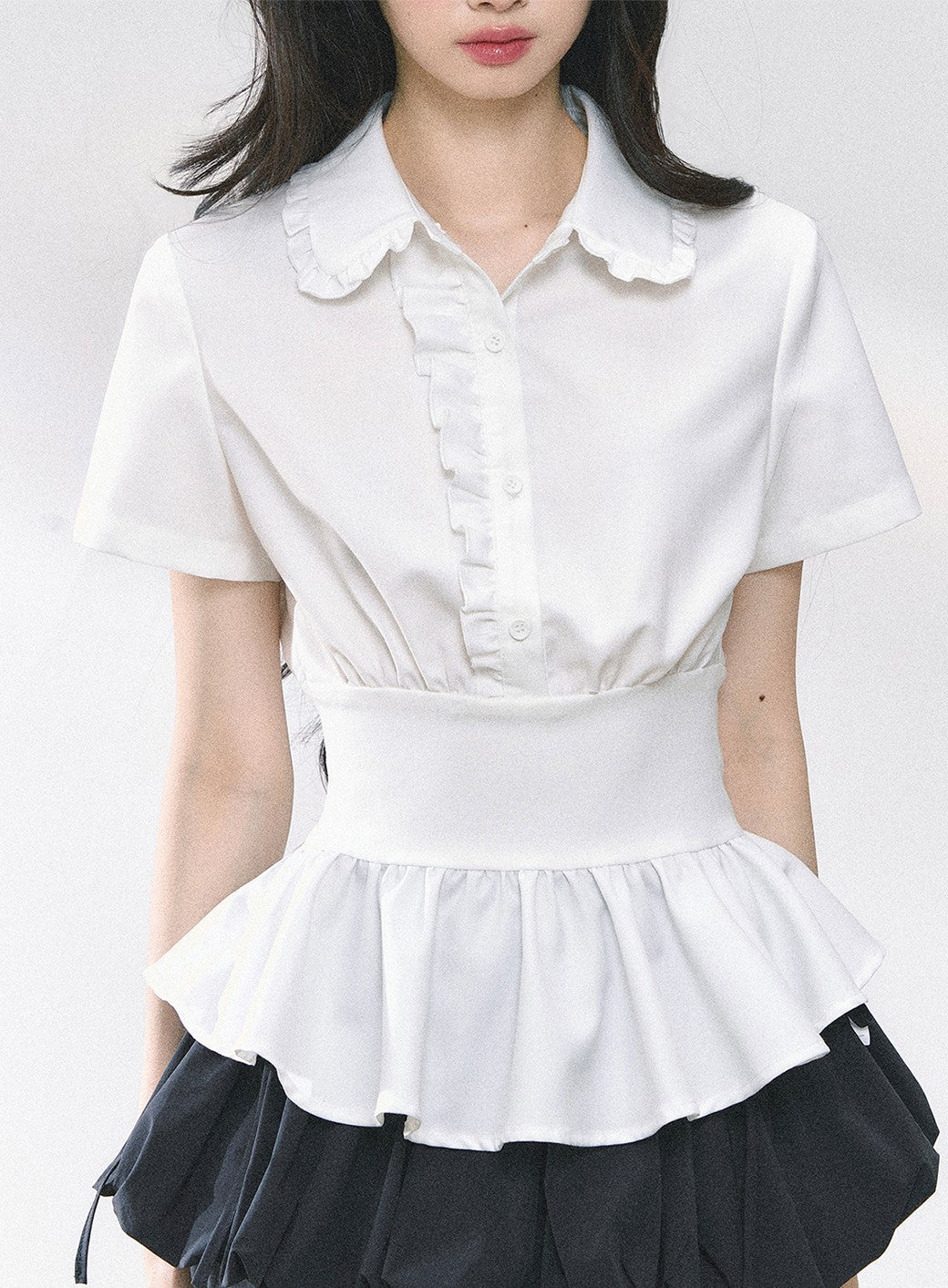 Waist Slim White Slim Shirt DIA0471