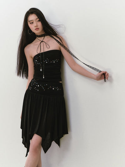 Star Beaded Pleated Tube Top/Skirt VIA0280