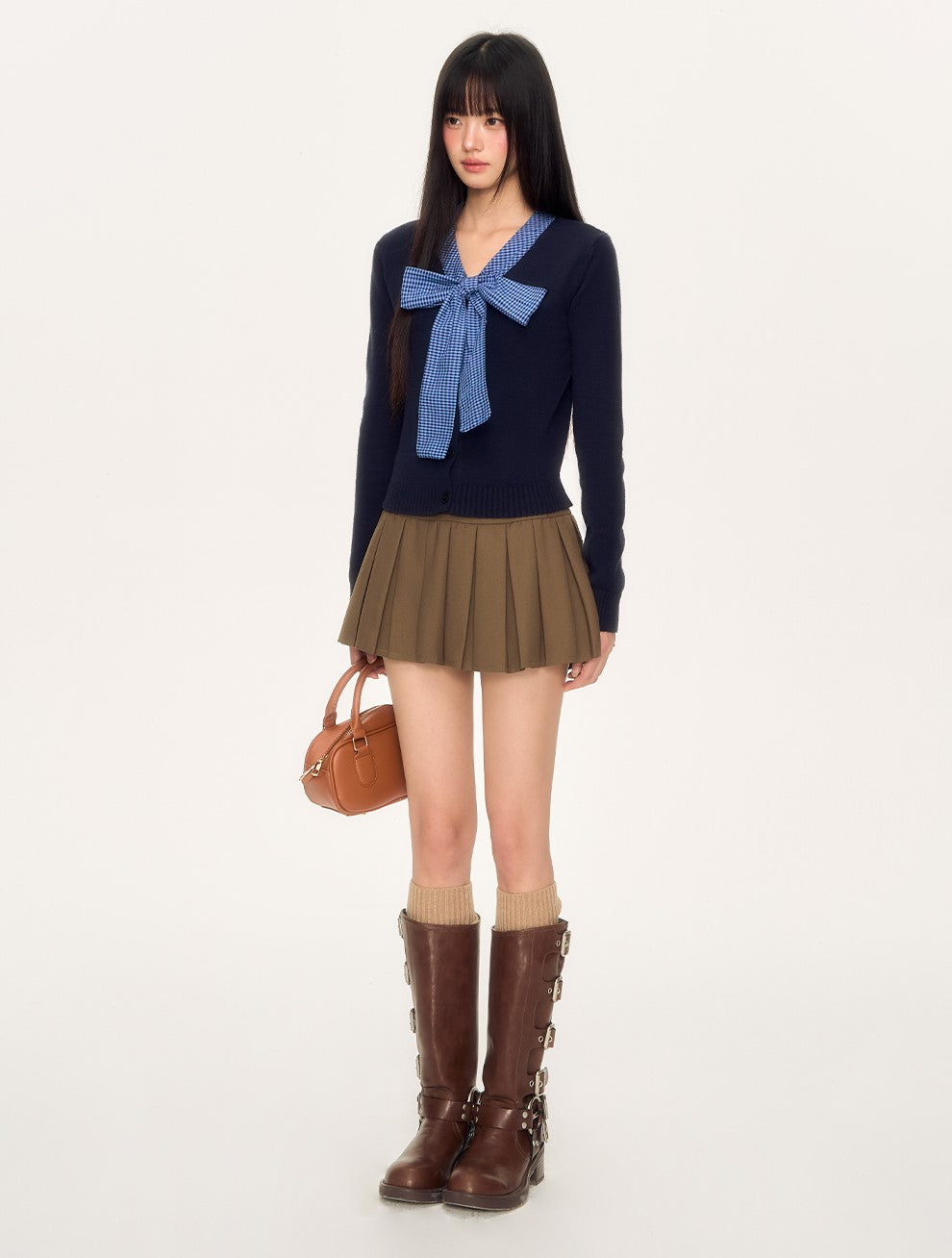 Plaid Bow Tie Sweater WEE0036