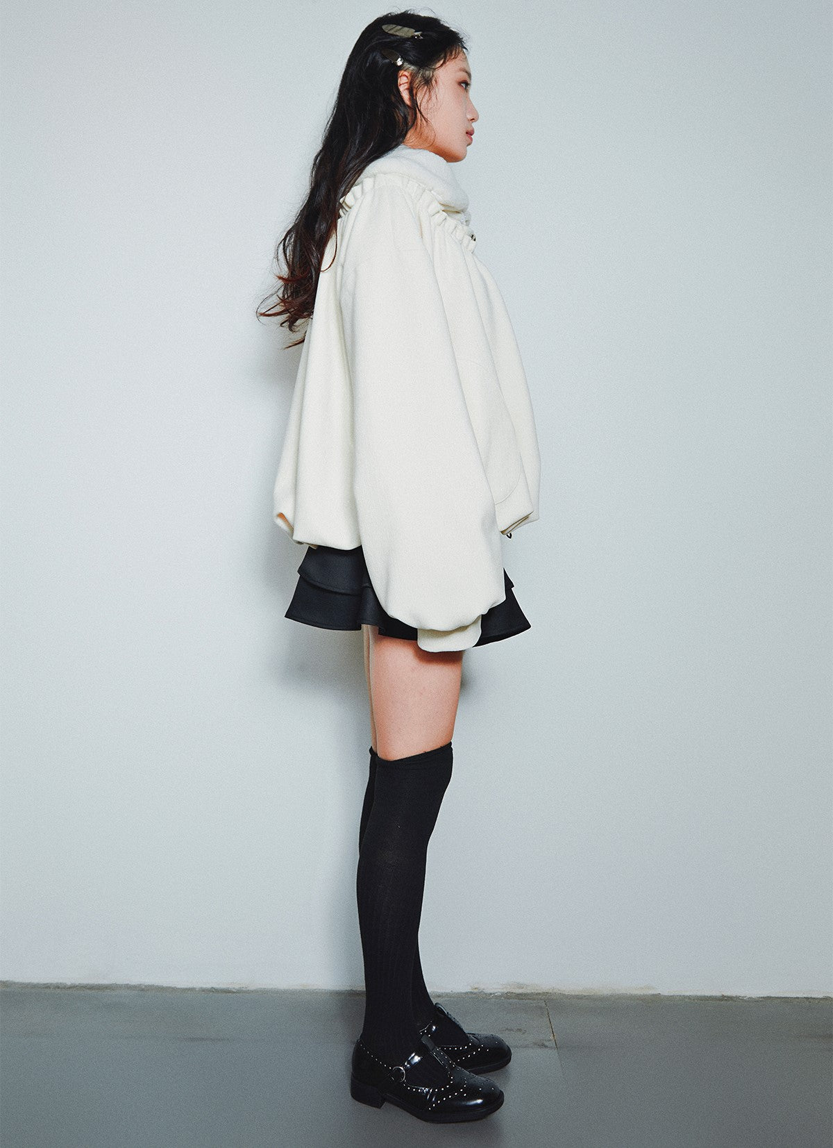 White Fur Collar Detachable Gathered Cloud Jacket SEL0003