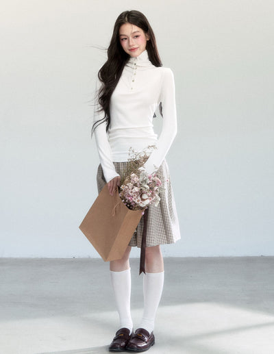 Simple High Neck Long Sleeves T-shirt FRA0457