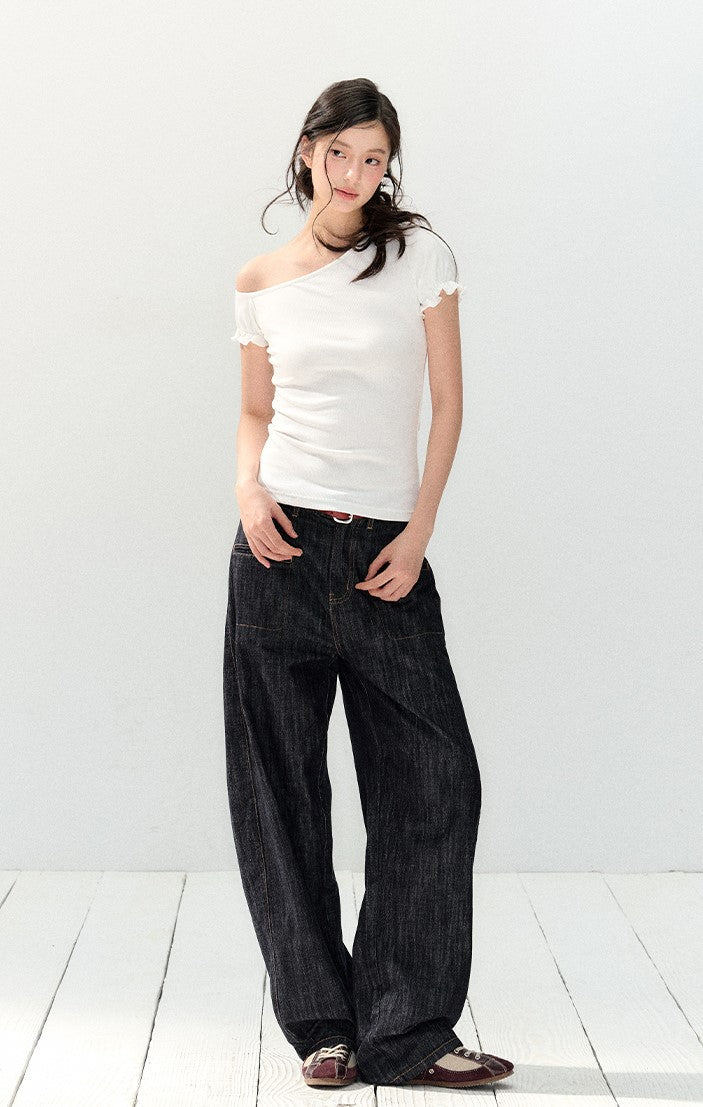 Short-sleeved Waist Slim T-shirt SHI0140