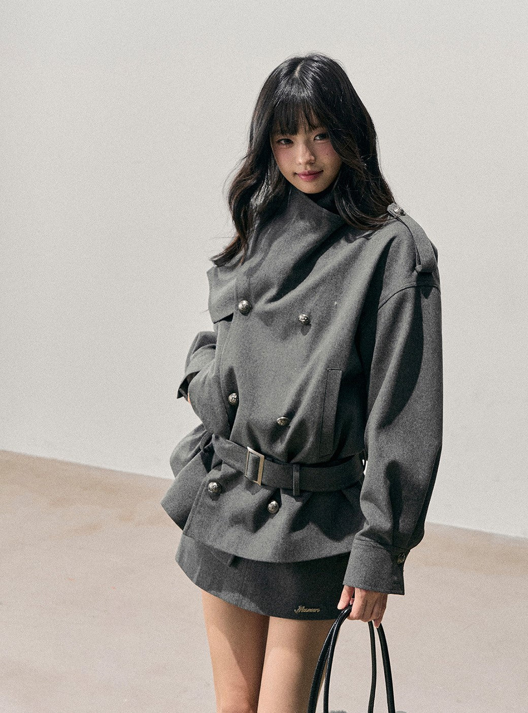 Grey Hepburn Style Belt Coat/Skirt DIA0711