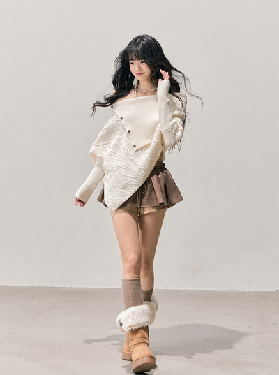 Off-shoulder Irregular Sweater DIA0721