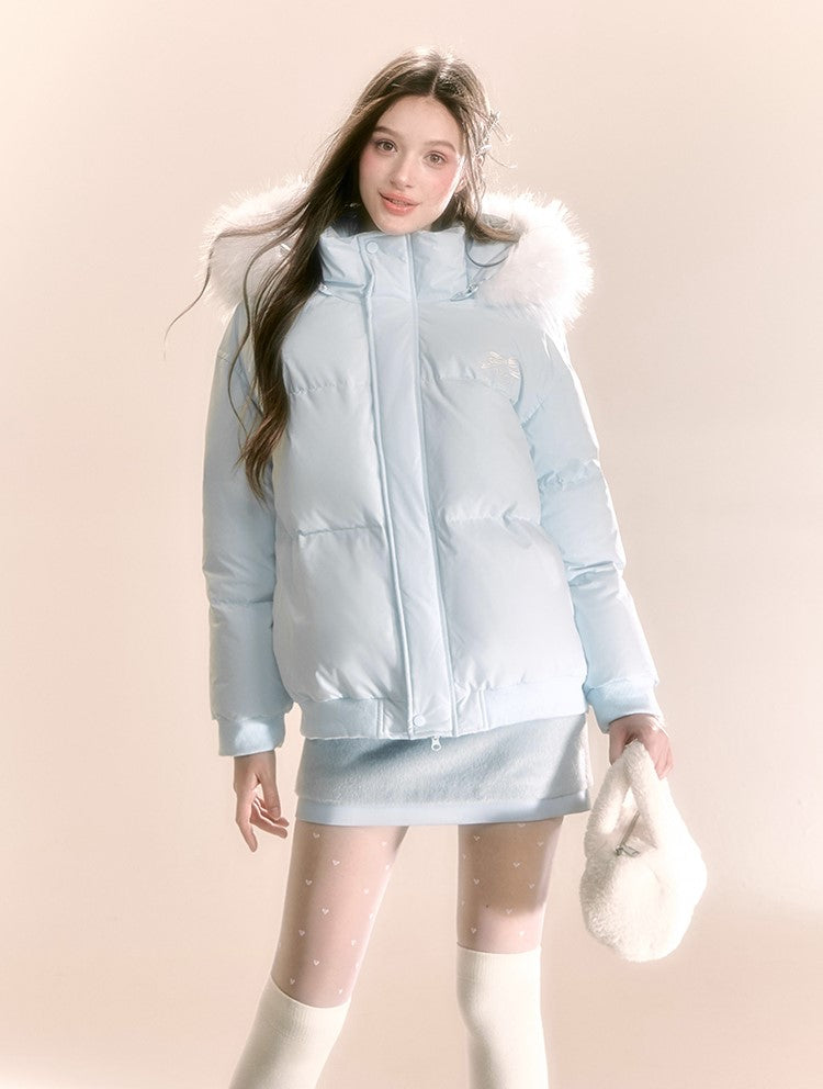 Macaroon Color Hooded Bread Down Jacket QDQ0090