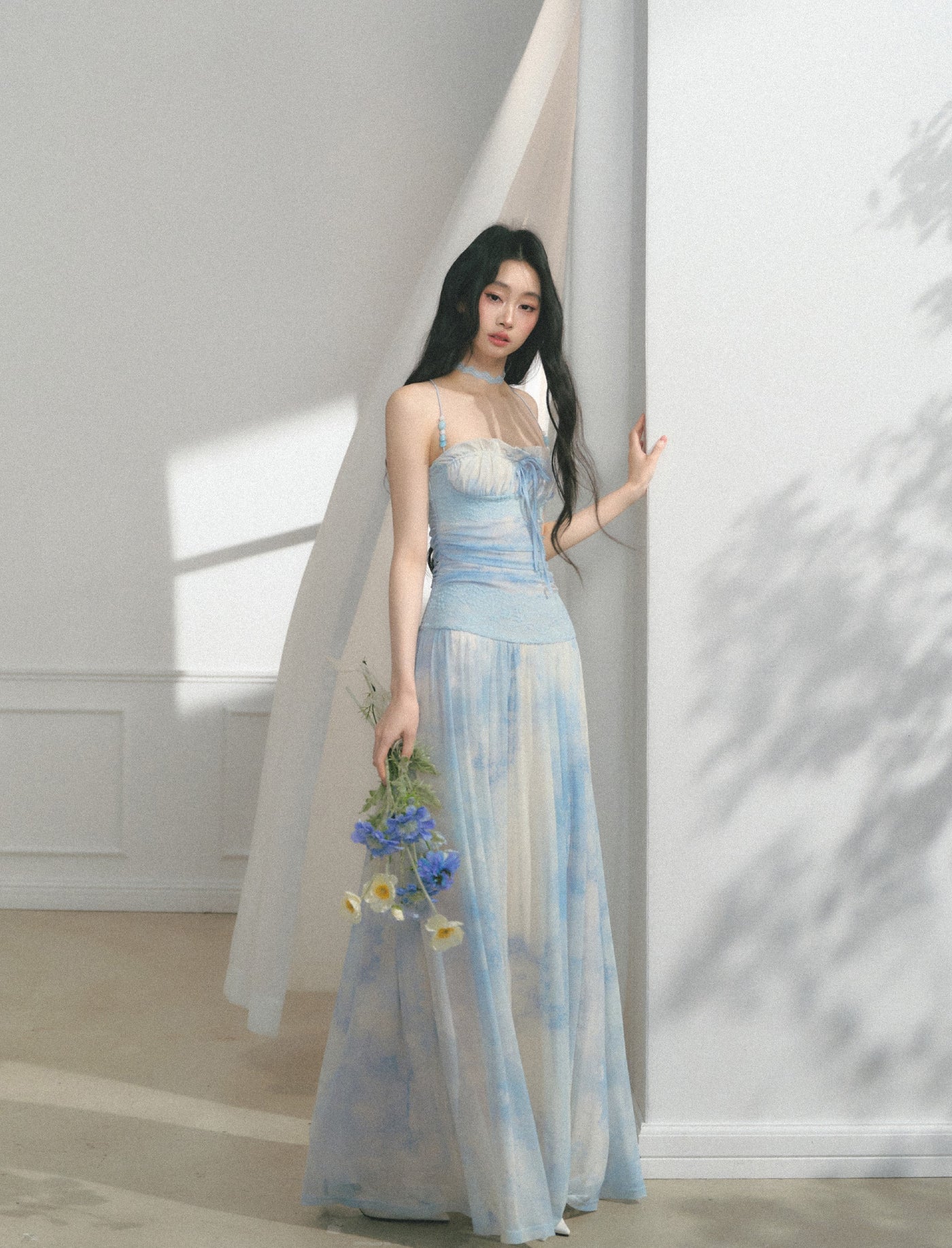 Blue Beaded Lace Dress SAL0168