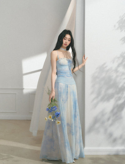 Blue Beaded Lace Dress SAL0168