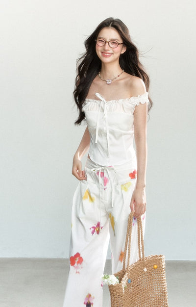 White Bow Design Slim Top SHI0166