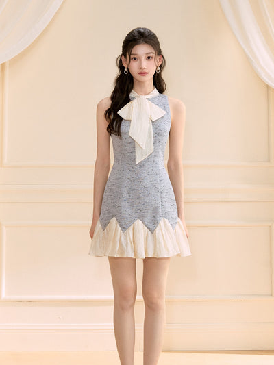 Contrast Color Bow Dress OSH0118