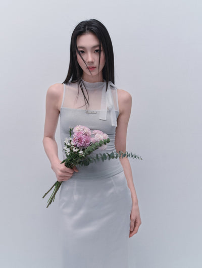 Cloud Design Mesh Top/Slim Skirt FRA0337