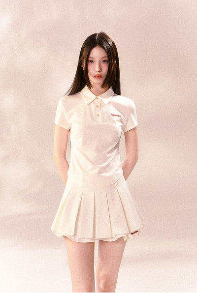 Short Sleeve Polo Shirt/Pleated Skirt TIP0008