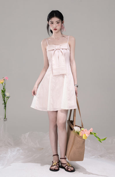 Bow Aurora Light Pink Sling Dress COT0304