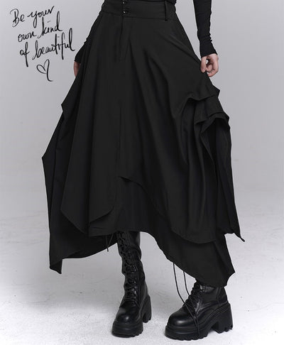 Black Irregular Unique Skirt LAD0166