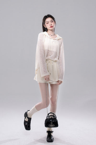 See-through Cardigan+Shorts COT0258