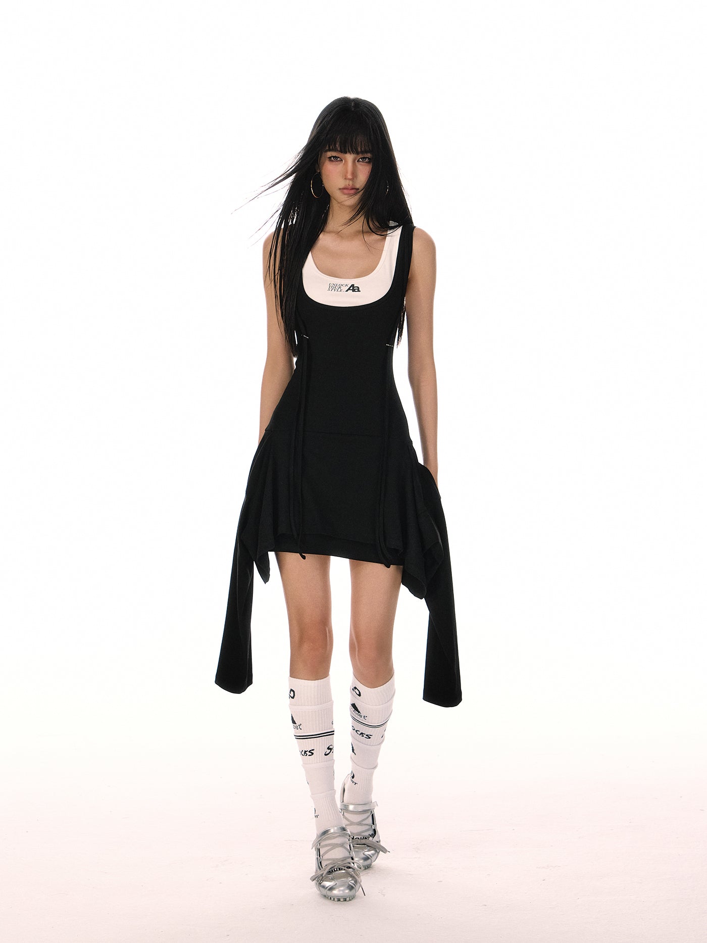 Irregular Hem Fake Two-piece Suspender Dress ACM0076