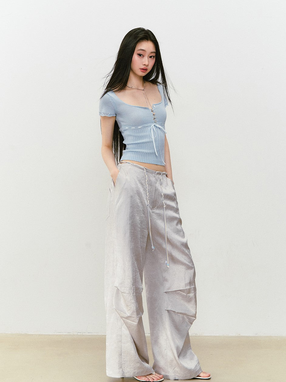 Bow Square Collar T-shirt VIA0305