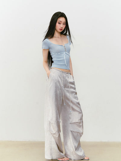 Bow Square Collar T-shirt VIA0305
