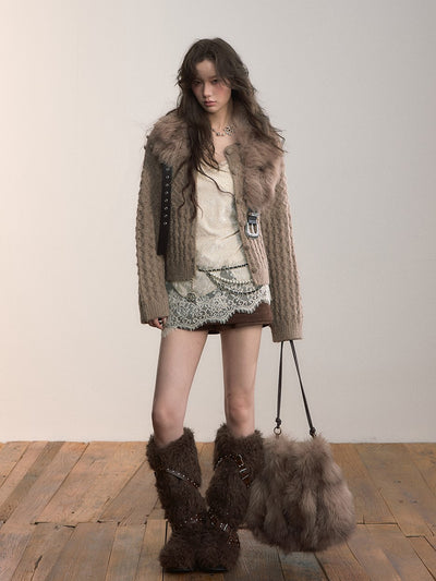 Pom-pom Embellished Loose-fitting Cardigan VIA0370