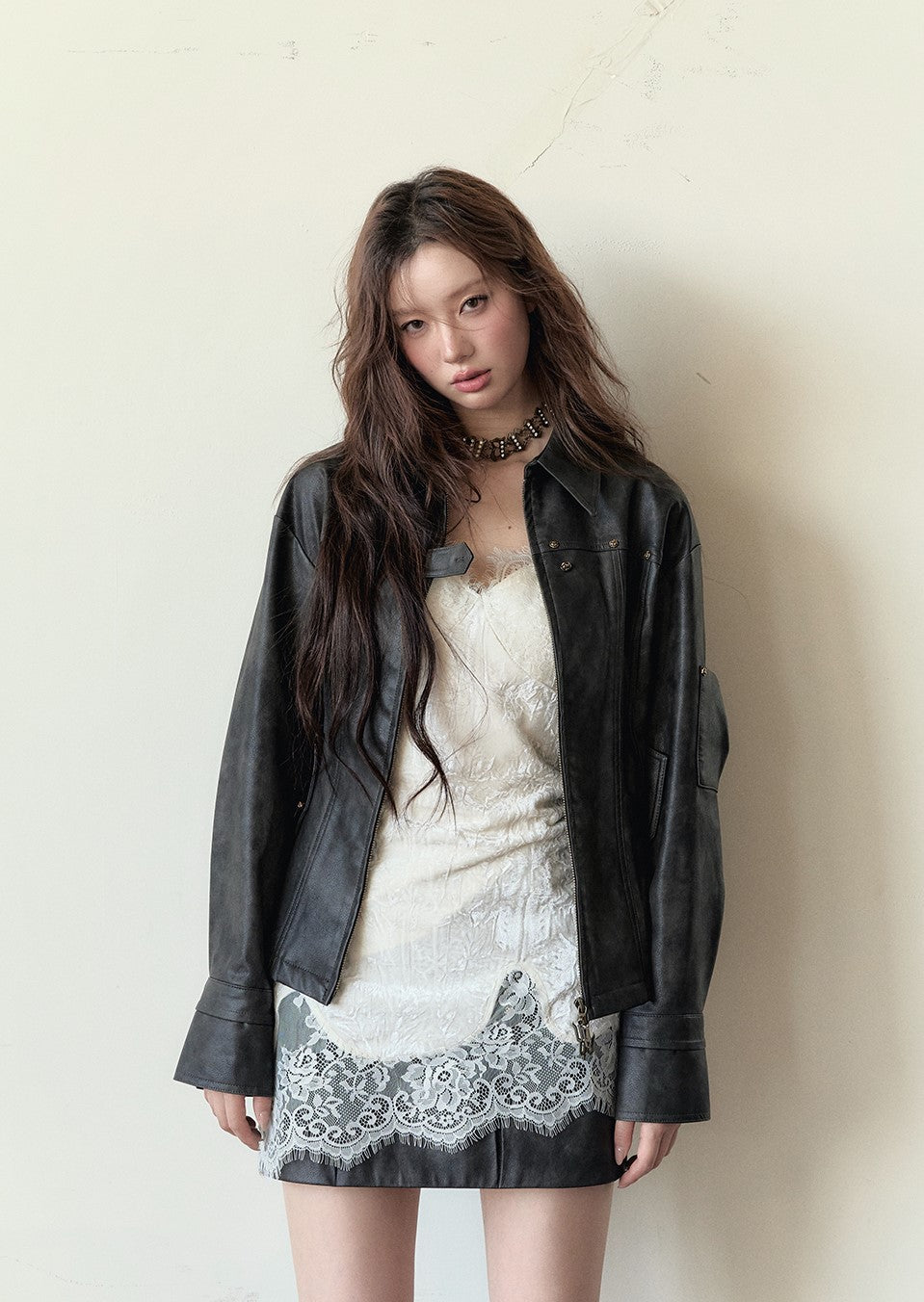 Rivet Street Style Slim All-match Leather Jacket VIA0155