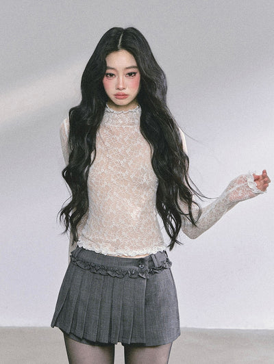French Suit Jacket/Pleated Skirt/Lace Top DIA0601