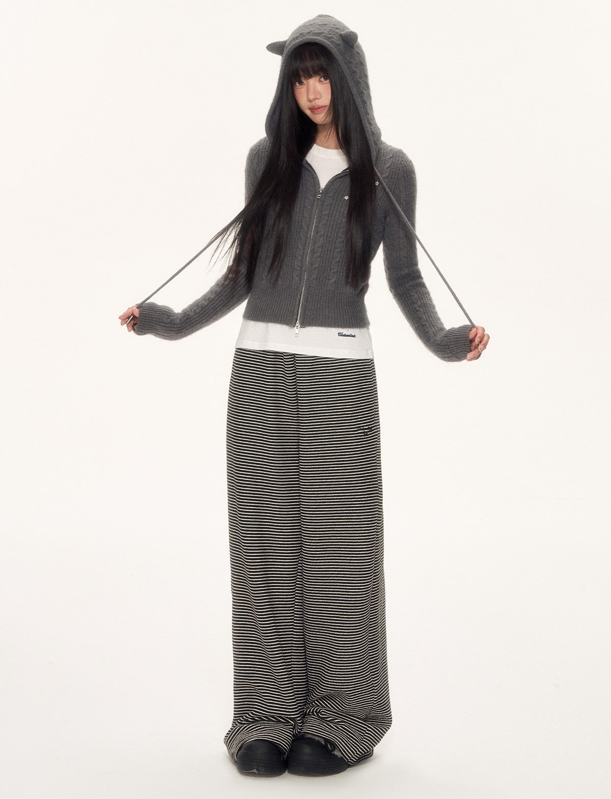 Cat Ear Knitted Hooded Cardigan WEE0096