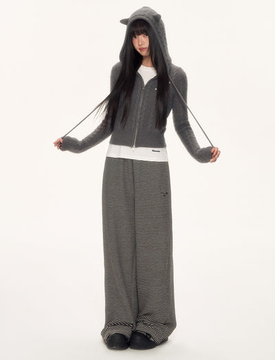 Cat Ear Knitted Hooded Cardigan WEE0096