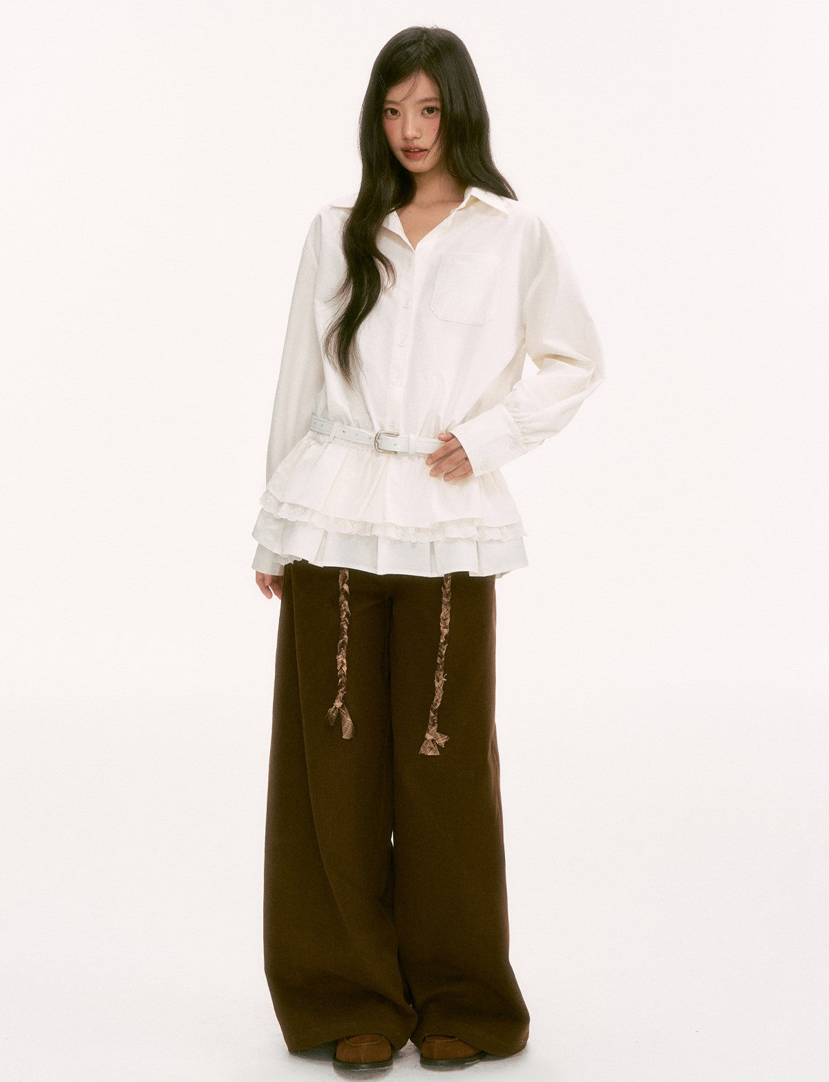 Faux Two-Piece Casual Drawstring Pants WEE0127