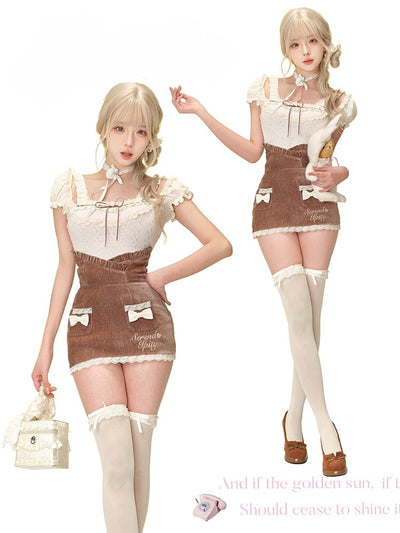 Lace Top/Brown Skirt/Shawl SER0136