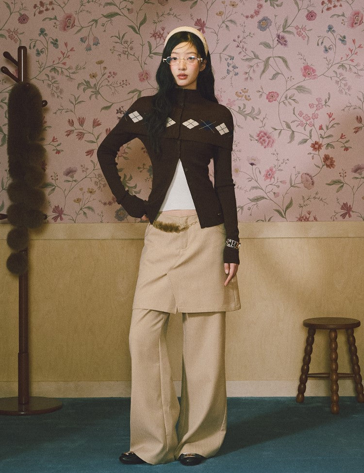 Faux Two-Piece Layered Wide-Leg Pants LAL0231