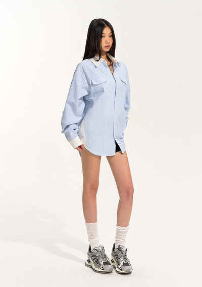 Classic Dividing Line Loose Silhouette Long-sleeved Shirt NOT0231