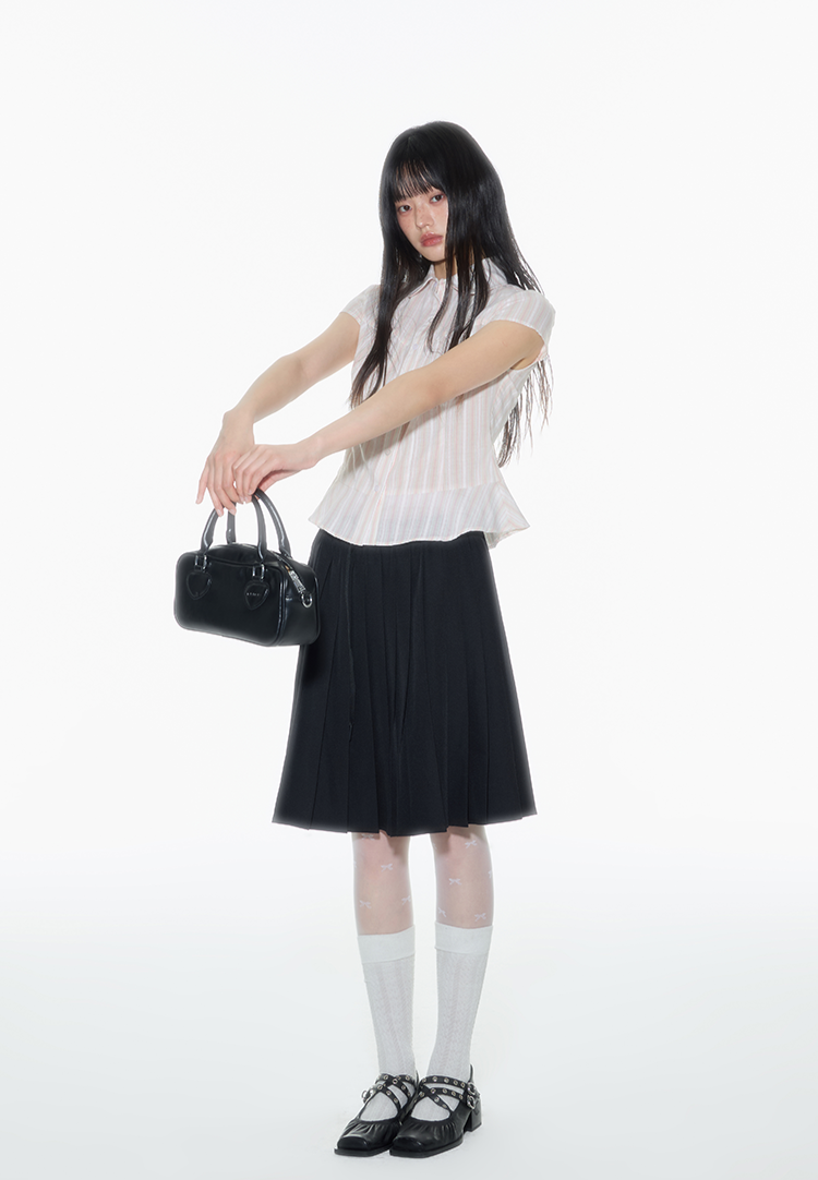 Striped Lapel Short-sleeved Shirt ONT0011