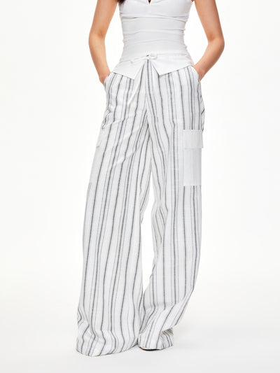 Striped Drawstring Loose Casual Pants APE0398