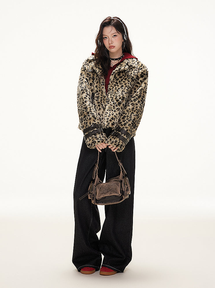 Retro Leopard Print Eco-friendly Fur Jacket IMO0077